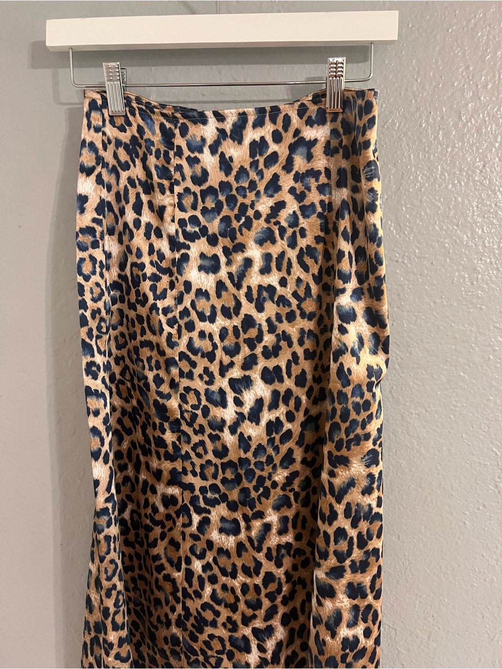 Leopard Print Midi Skirt - Brown Animal Print - Picture 2 of 4